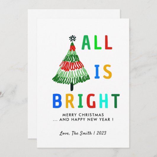 Kleurrijk alles is heldere kerst feestdagenkaart (Voorkant / Achterkant)