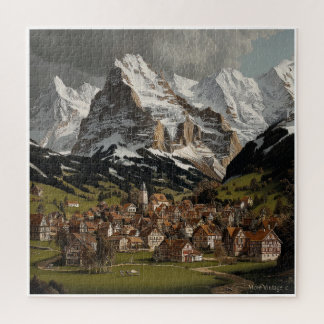 KLEURRIJK ALPEN DORP SCÈNE UIT DE JAREN 70 LEGPUZZEL