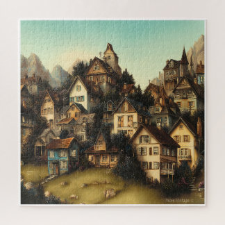 KLEURRIJK ALPINO DORPSGEZICHT UIT DE RETROTIJD LEGPUZZEL