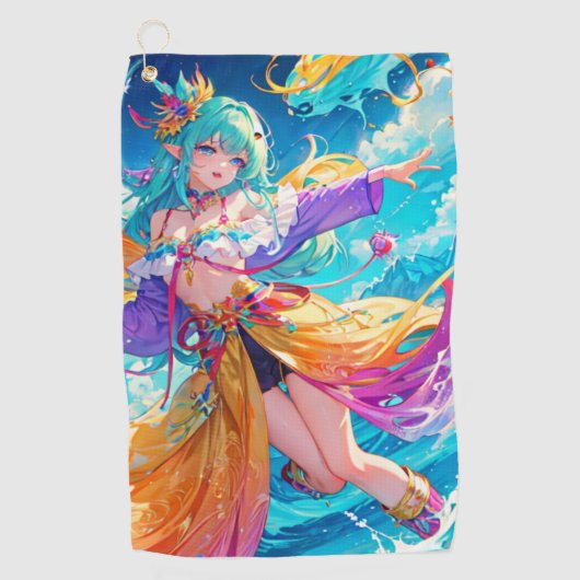 Kleurrijk/anime/cartoon Golfhanddoek (Voorkant)