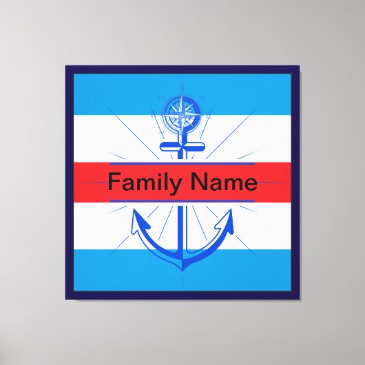 Kleurrijk anker met aangepaste knop canvas afdruk (Voorkant)