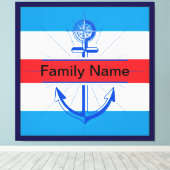 Kleurrijk anker met aangepaste knop canvas afdruk (Insitu (Houten vloer))