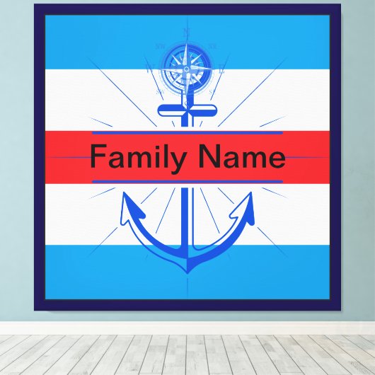 Kleurrijk anker met aangepaste knop canvas afdruk (Insitu (Houten vloer))