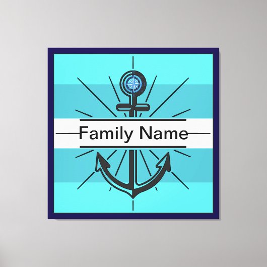 Kleurrijk anker met aangepaste knop canvas afdruk (Voorkant)