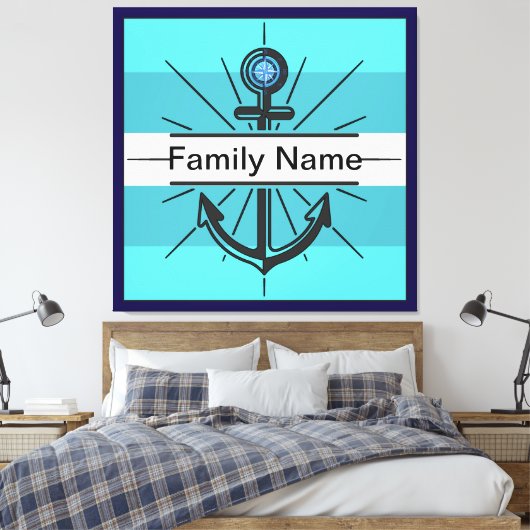 Kleurrijk anker met aangepaste knop canvas afdruk (Insitu (Slaapkamer))