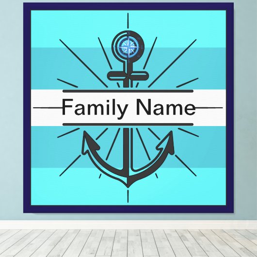 Kleurrijk anker met aangepaste knop canvas afdruk (Insitu (Houten vloer))