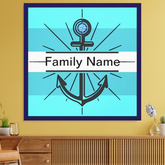 Kleurrijk anker met aangepaste knop canvas afdruk (Insitu (Woonkamer))