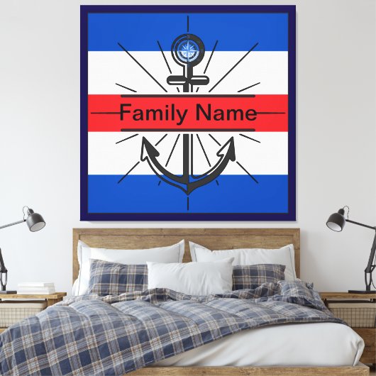 Kleurrijk anker met aangepaste knop canvas afdruk (Insitu (Slaapkamer))