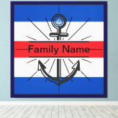 Kleurrijk anker met aangepaste knop canvas afdruk (Insitu (Houten vloer))