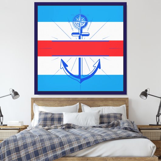 Kleurrijk Anker met de knop Aanpassen Canvas Afdru (Insitu (Slaapkamer))