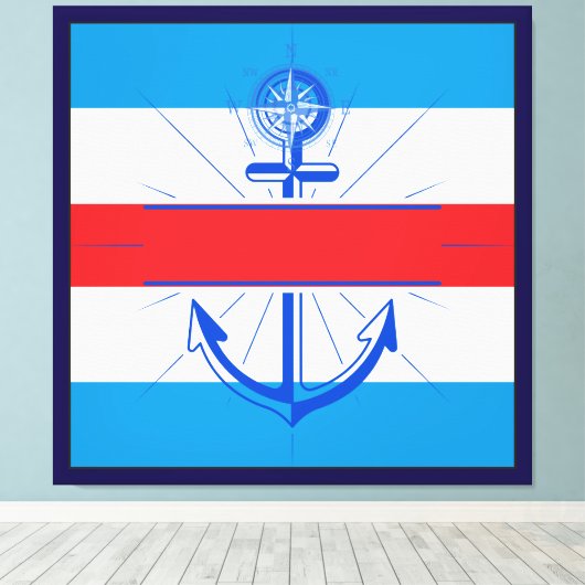 Kleurrijk Anker met de knop Aanpassen Canvas Afdru (Insitu (Houten vloer))