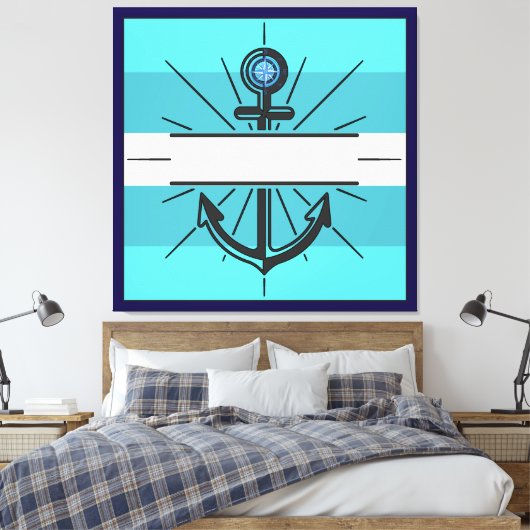 Kleurrijk Anker met de knop Aanpassen Canvas Afdru (Insitu (Slaapkamer))