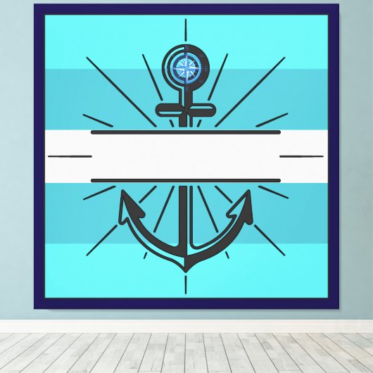 Kleurrijk Anker met de knop Aanpassen Canvas Afdru (Insitu (Houten vloer))