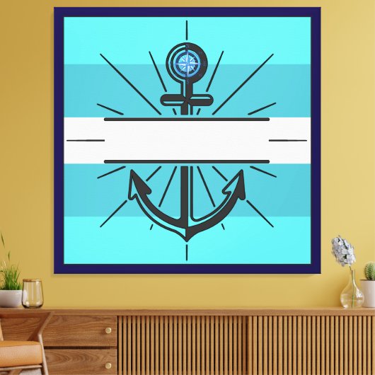 Kleurrijk Anker met de knop Aanpassen Canvas Afdru (Insitu (Woonkamer))