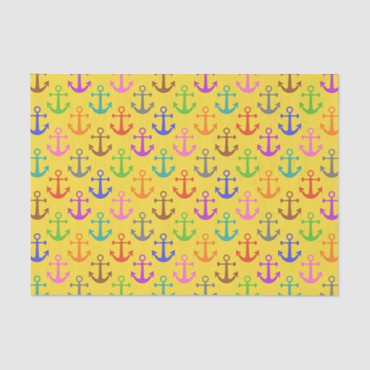 Kleurrijk anker patroonretro Nautical Tissuepapier (Voorkant)
