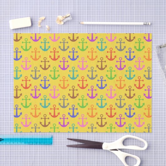 Kleurrijk anker patroonretro Nautical Tissuepapier (Craft)