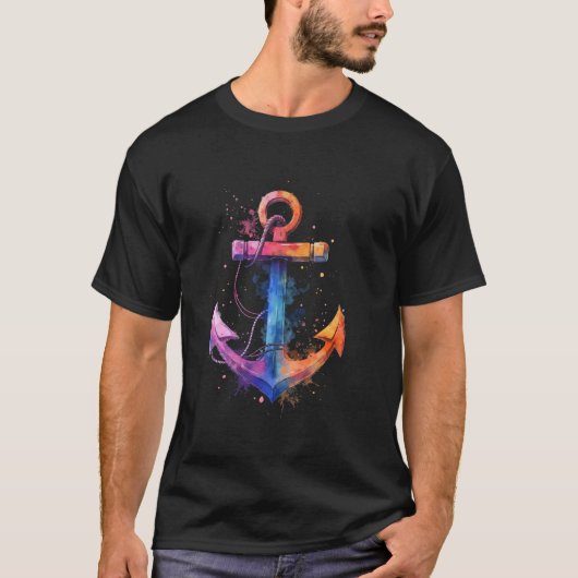 Kleurrijk ankerontwerp t-shirt (Voorkant)