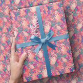 kleurrijk antiek kerst met santa claus patroon cadeaupapier