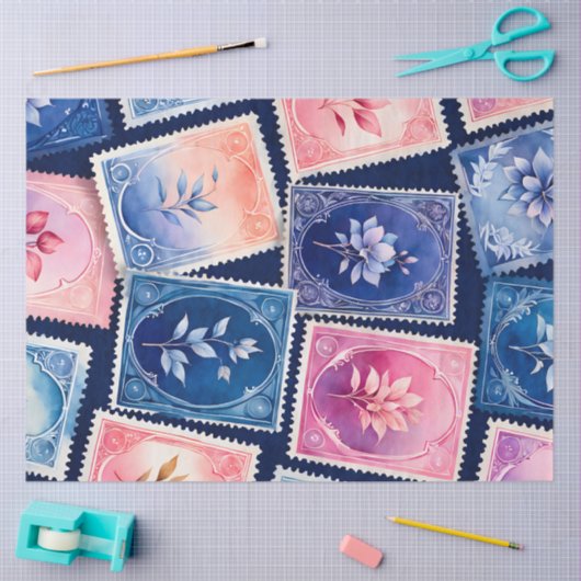 Kleurrijk Antiek Stamp Art Tissue Paper Tissuepapier (Craft)