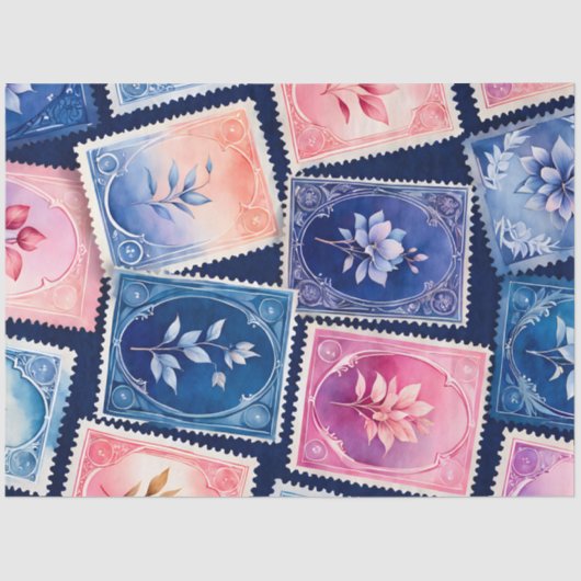 Kleurrijk Antiek Stamp Art Tissue Paper Tissuepapier (Voorkant)