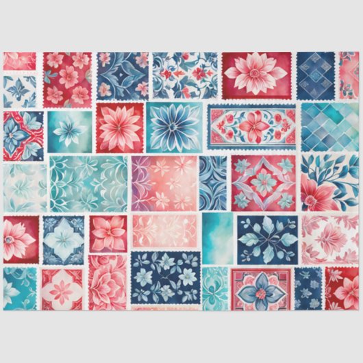 Kleurrijk Antiek Stamp Art Tissue Paper Tissuepapier (Voorkant)