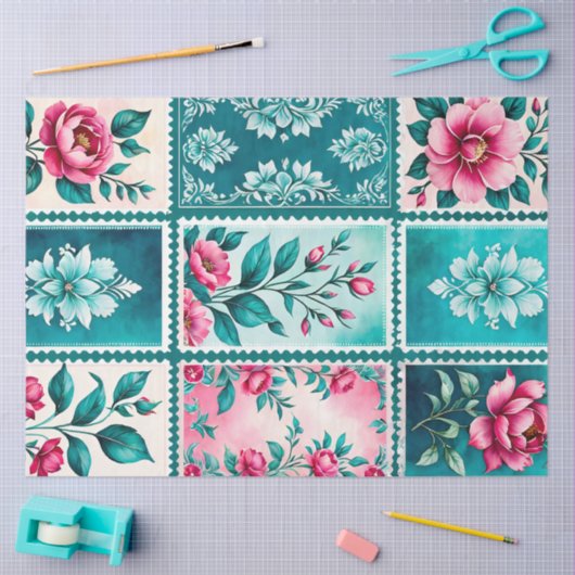 Kleurrijk Antiek Stamp Art Tissue Paper Tissuepapier (Craft)