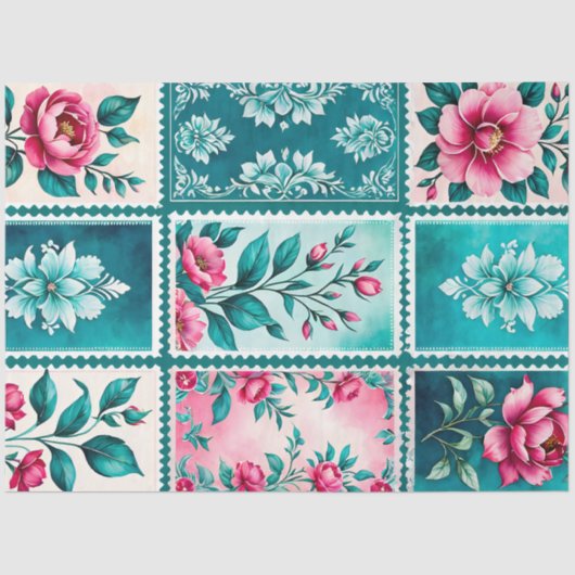 Kleurrijk Antiek Stamp Art Tissue Paper Tissuepapier (Voorkant)