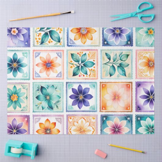 Kleurrijk Antiek Stamp Art Tissue Paper Tissuepapier (Craft)