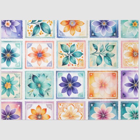 Kleurrijk Antiek Stamp Art Tissue Paper Tissuepapier (Voorkant)