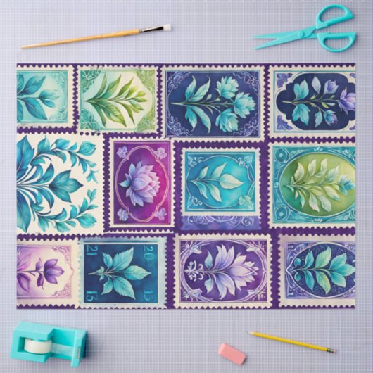 Kleurrijk Antiek Stamp Art Tissue Paper Tissuepapier (Craft)