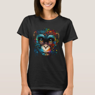 Kleurrijk Apengezicht Schattig Dieren Aapjes Schil T-shirt