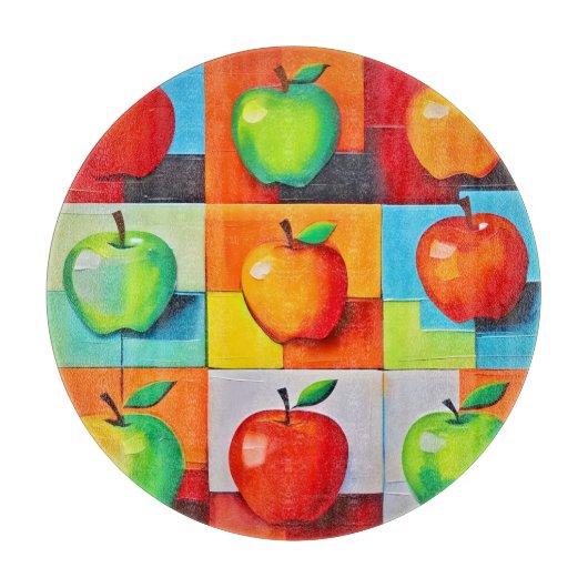 kleurrijk appelrooster snijplank (Voorkant)