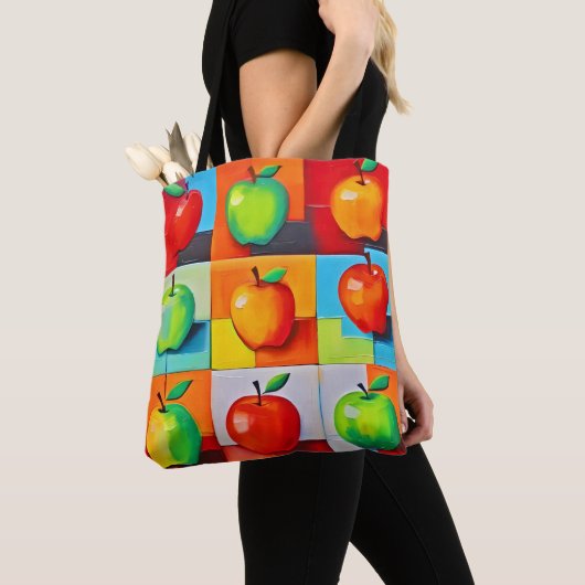 kleurrijk appelrooster tote bag (Dichtbij)