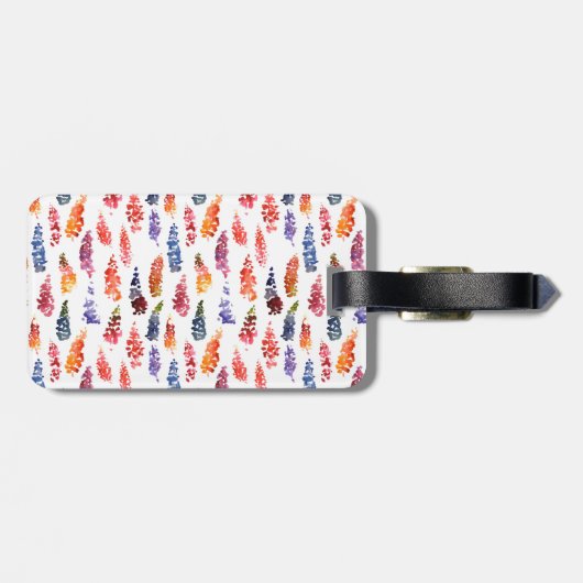 Kleurrijk aquarel meisjesachtig lupine bloemenpatr bagagelabel (Achterkant horizontaal)