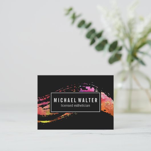 Kleurrijk Aquarel Verf Geborsteld Visitekaartje (Staand voorkant)