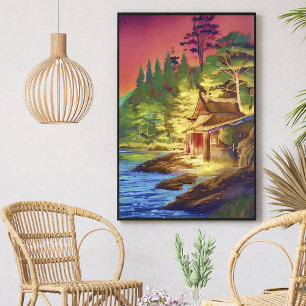 Kleurrijk Aquarel Zeekot Huis Begroeiing Poster