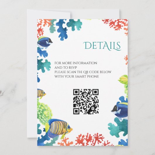 Kleurrijk Aquarium met QR Code Bruiloft uitnodigin Kaart (Achterkant)