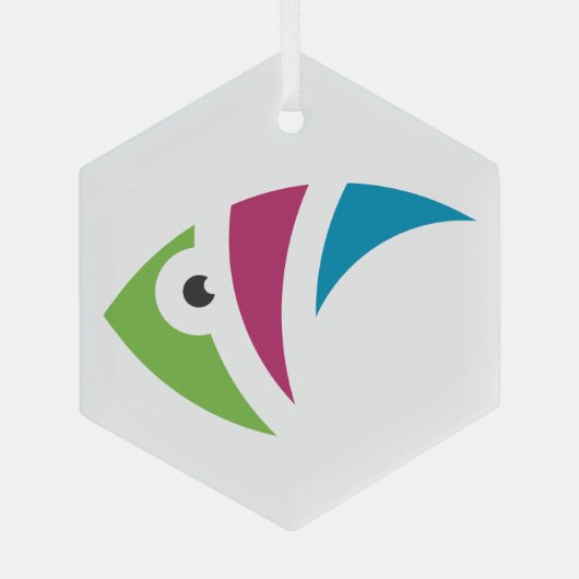 Kleurrijk aquarium vis illustratie ontwerp glas ornament (Achterkant)