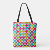 Kleurrijk Argyle Bloemmotief Tote Bag (Achterkant)