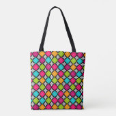 Kleurrijk Argyle en Bloemmotief Tote Bag (Achterkant)