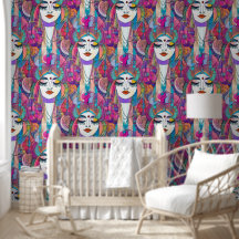 Kleurrijk ART of Faces - naadloos patroon 2