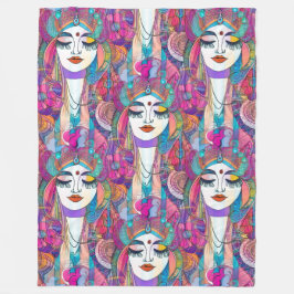 Kleurrijk ART of Faces - naadloos patroon 2 Fleece Deken