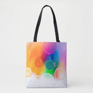 Kleurrijk artistiek afbeelding van olie valt op wa tote bag