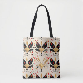 Kleurrijk artistiek art nouveau kattenpatroon tote bag