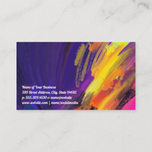 Kleurrijk artistiek geborsteld | expressief visitekaartje (Achterkant)