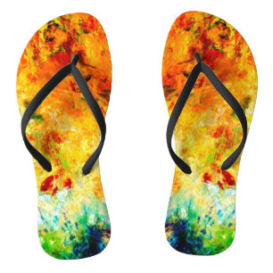 Kleurrijk artistiek palet teenslippers