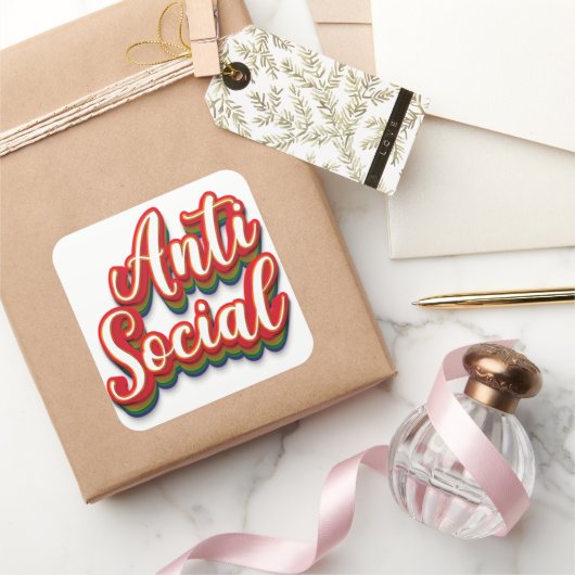 Kleurrijk asociaal vierkante sticker (Geschenken)