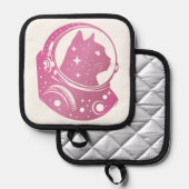 kleurrijk Astronaut Kat Pannenlap (Voorkant / Achterkant)