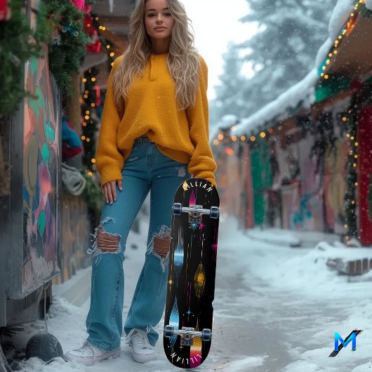 Kleurrijk Atomair Retro Skateboard Design