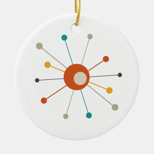 Kleurrijk atoomtijdperk - uitbarsting midden eeuw keramisch ornament (Voorkant)